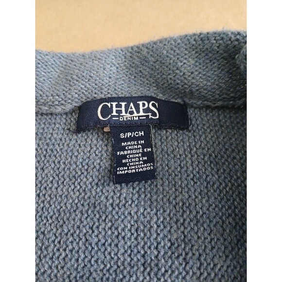 Chaps Sweater Vest Small Blue Long Tunic Southwest Blue Aztec Boho Cowgirl - Picture 4 of 6